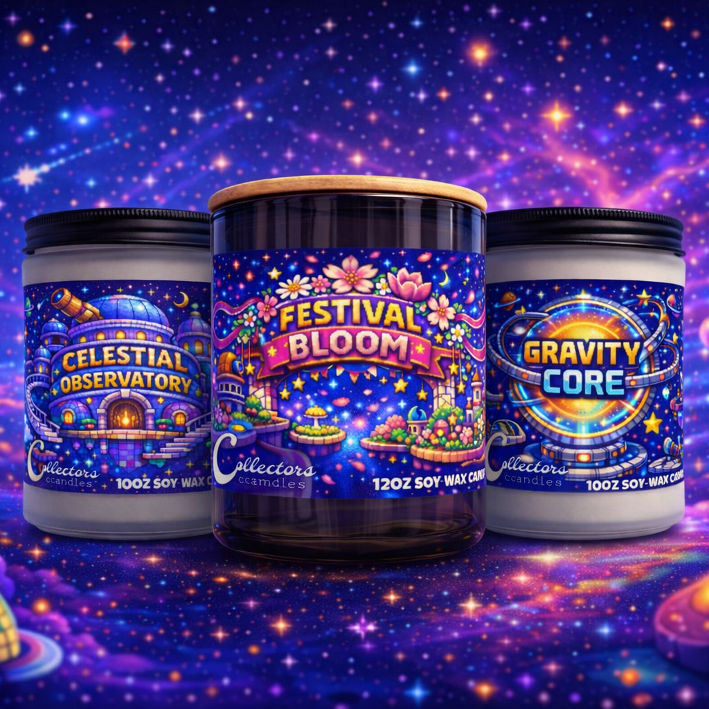 Three containers labeled 'Celestial Observatory', 'Festival Bloom', and 'Gravity Core' on a cosmic background.